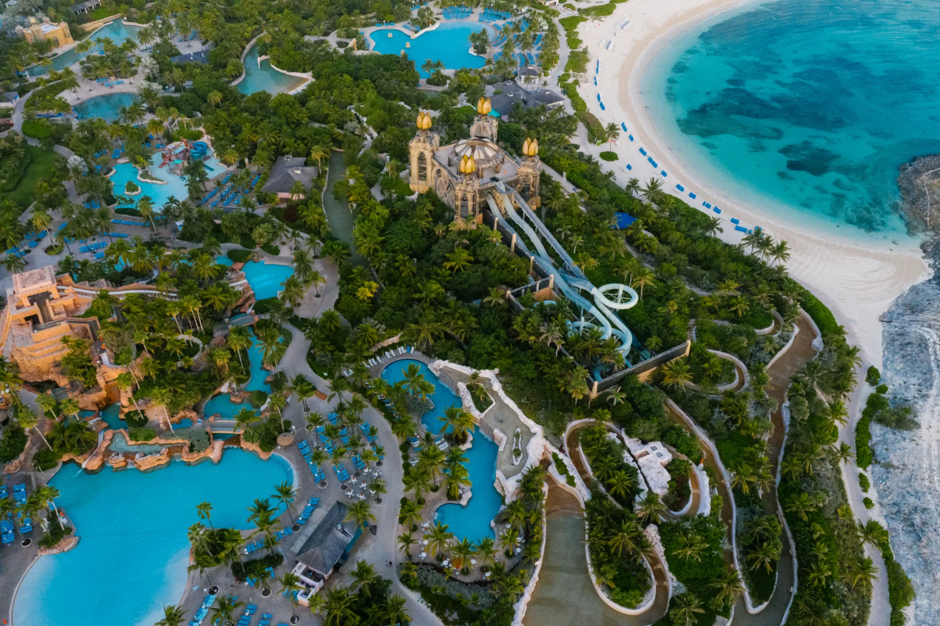 Aerial view of Atlantis and the beaches of Paradise Island, Nassau